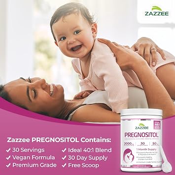Zazzee PREGNOSITOL Powder, 30 Day Supply, Myo-Inositol & D-Chiro Inositol | 40:1 Fertility Blend, Free Scoop for Exact Dosage, Premium Balanced Formula, 180 Servings, Vegan, All-Natural and Non-GMO