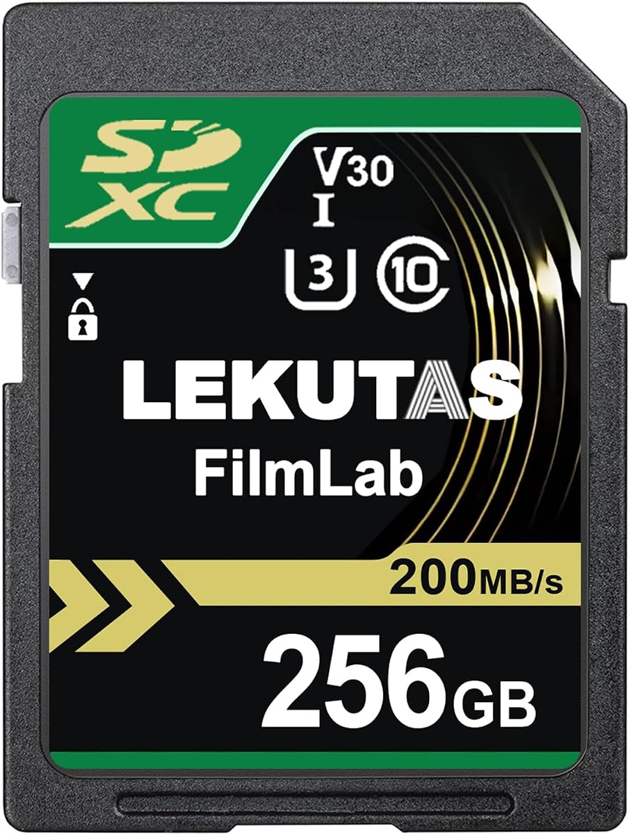 Tarjeta de memoria SDXC UHS-I de 256 GB Tarjeta SD - Velocidad de lectura de hasta 200 MB/s | Clase 10, C10, U3, V30, 4K UHD, Full-HD y vídeo 4K, para Canon Nikon Sony Panasonic DSLR, cámaras sin espejo, verde