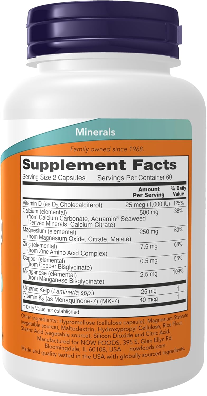 NOW Supplements, Cal-Mag with Zinc, Copper, Manganese and Vitamin D, 120 Capsules - Image 2