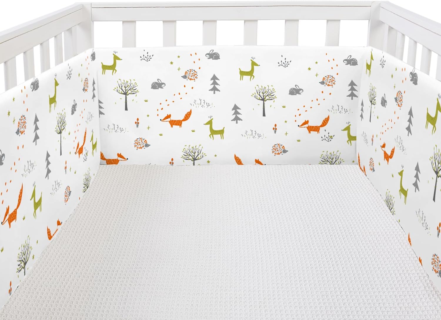 Crib Mesh Liner Padded Cushioned Liners Crib Anticollision Pads, Mesh 4 Insides Bumpers Pads for Boys Girls (Animal) - Image 1 of 3
