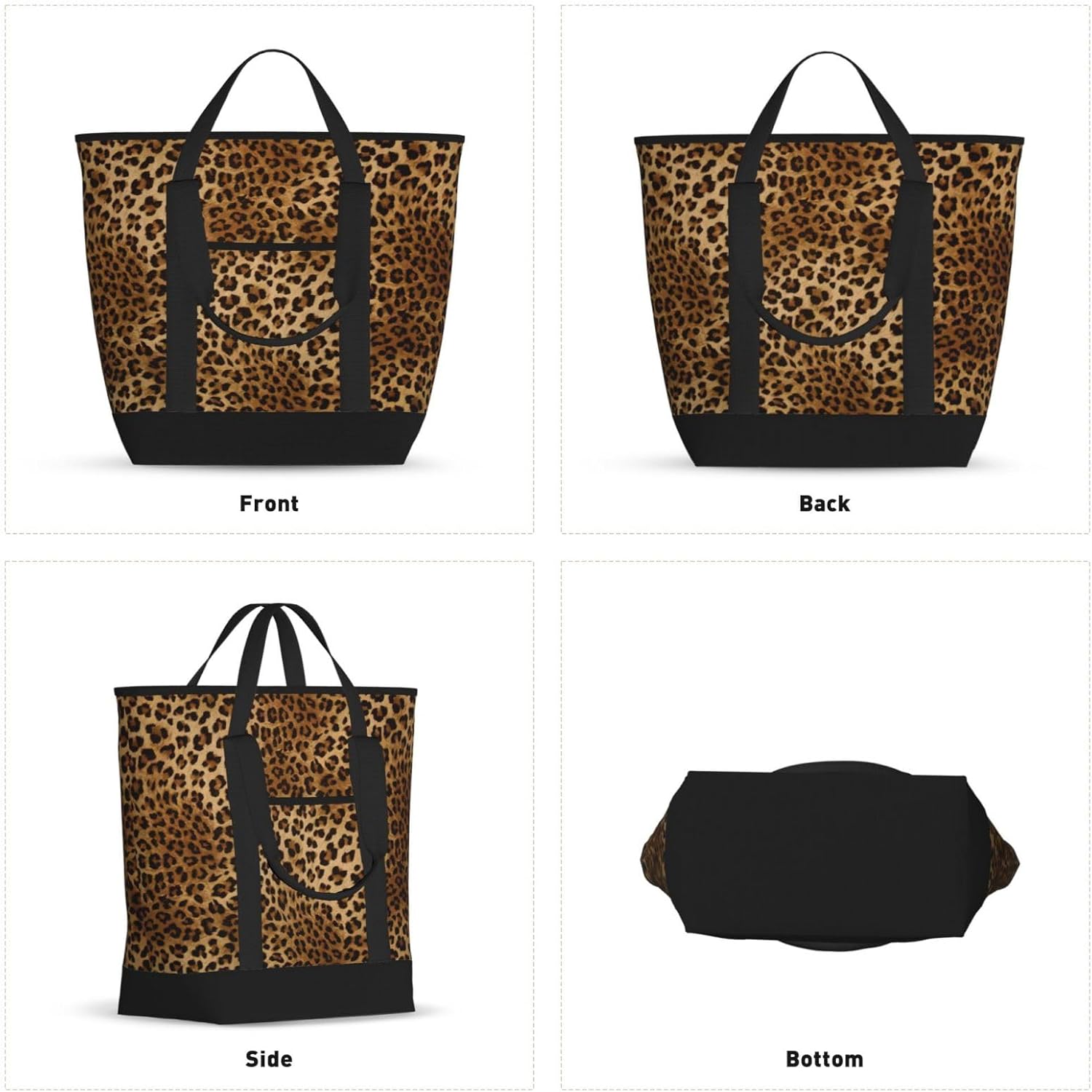 Cute Leopard Print Large Cooler Bag Tote Bag,Reusable Grocery Bag,Lunch Box Bag, For Picnic Beach Camping