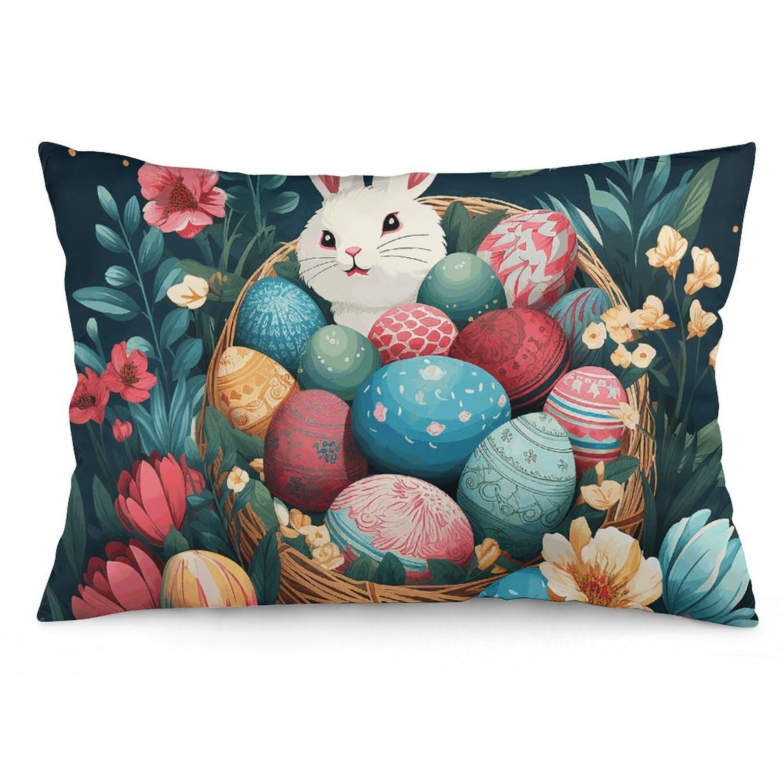 NTVOWPZO 2 Pack Decoration Throw Pillow Covers 12 "x20 Pillowcases Covers Basket and Easter Eggs Pillowcases Modern Farmhouse Home Decor Sofa Cushions Covers for Couch Bed Living Room