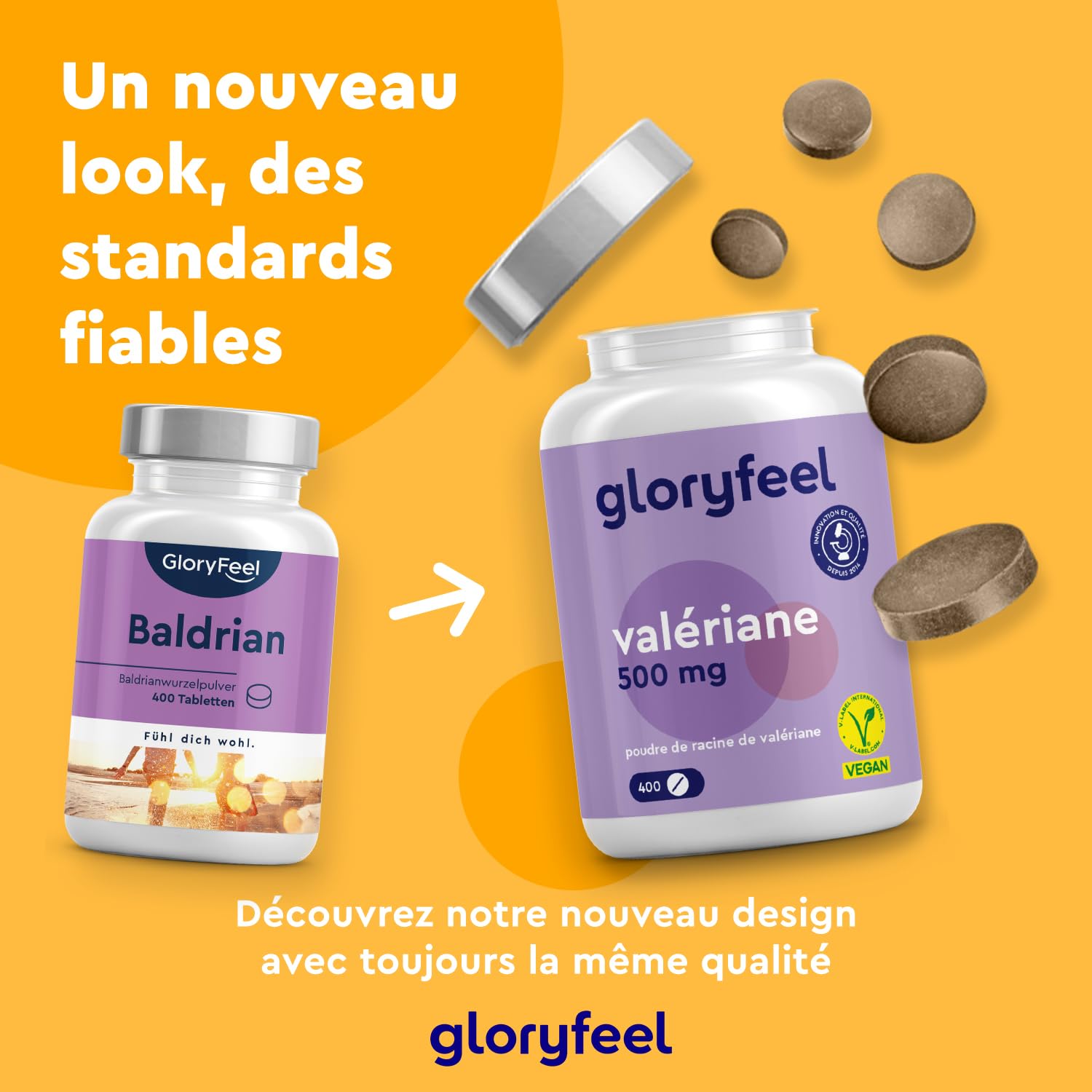 Valériane Hautement Dosée (500 mg par Dose Journalière), 400 Comprimés pour Plus d'un An, Extrait de Racine Pure, Plante, Complément Alimentaire, 100% Végétalien, Sans Additifs