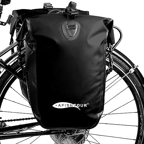 Alforja impermeable para bicicleta, bolsa de sillín de 25 litros para soporte trasero de bicicleta, bolsa de bicicleta para comestibles, computadora