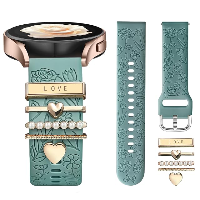 DaQin Flower Engraved Band Compatible with Samsung Galaxy Watch 7 Band FE 6 5 4 40mm 44mm Galaxy