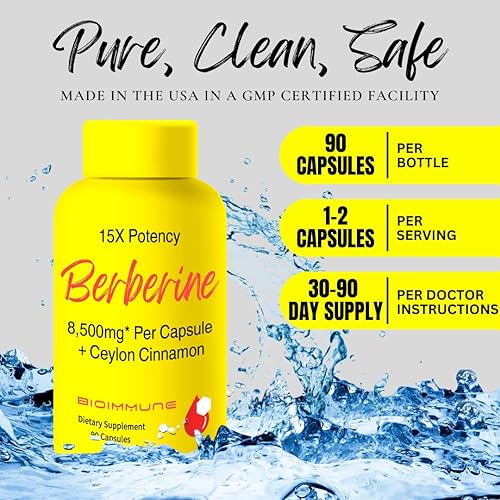 Miniatura 6 de Suplemento de berberina 15X de potencia, canela de Ceilán para una mayor absorción y efectos sinérgicos. 8,500 mg por cápsula