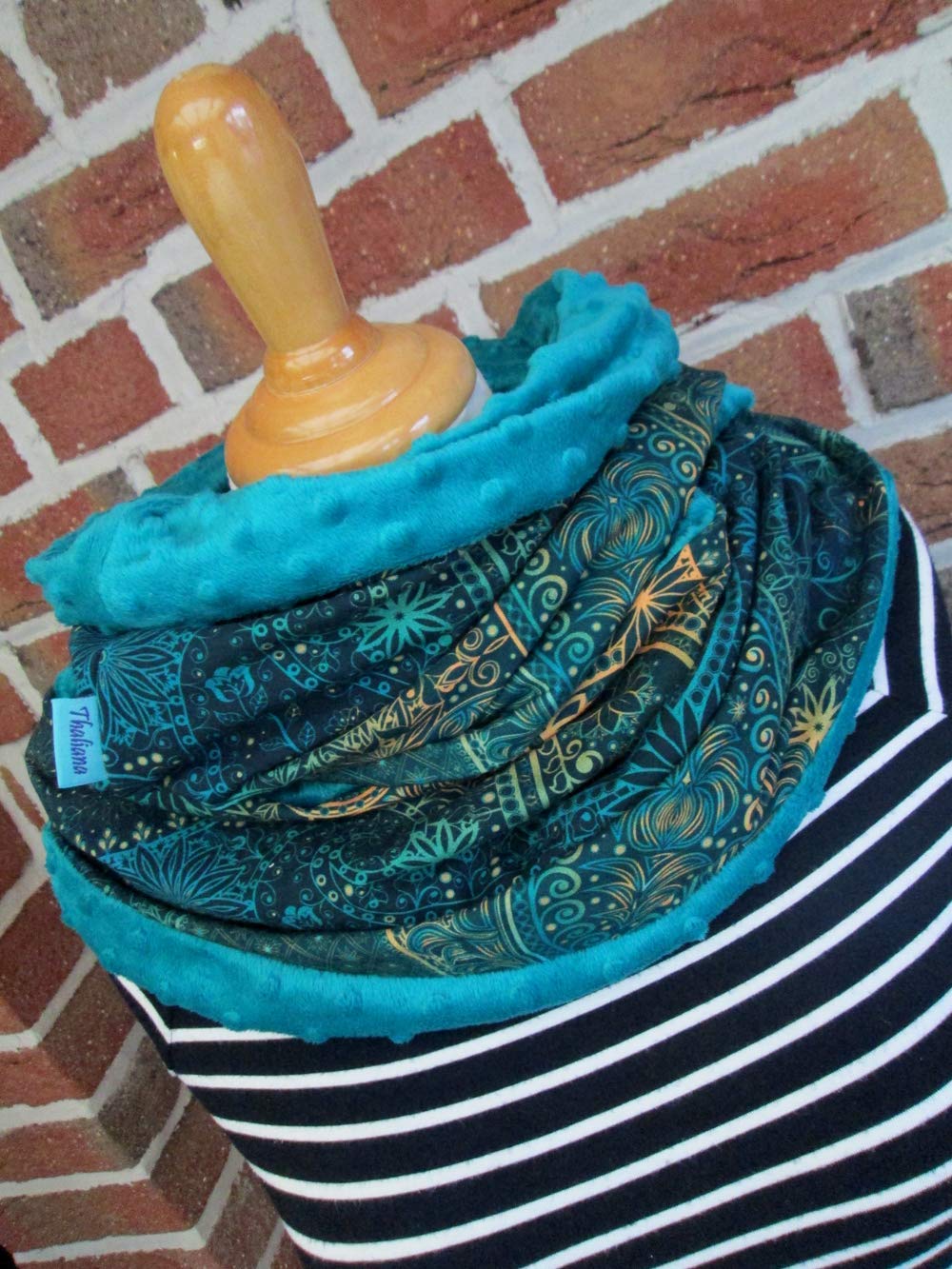 Loop-Schal MANDALA petrol mit Ornamenten aus Sweatstoff und kuscheligem Fleece Geschenk z. Geburtstag Muttertag