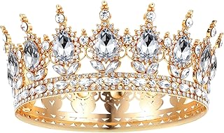 Crown for Women Queen,Gold White Tiara Crown for Women Wedding, Pageant, Bridal Headpiece, Birthday Party, Prom, Festival,...