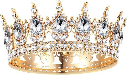 Crown for Women Queen,Gold White Tiara Crown for Women Wedding, Pageant, Bridal Headpiece, Birthday Party, Prom, Festival,...