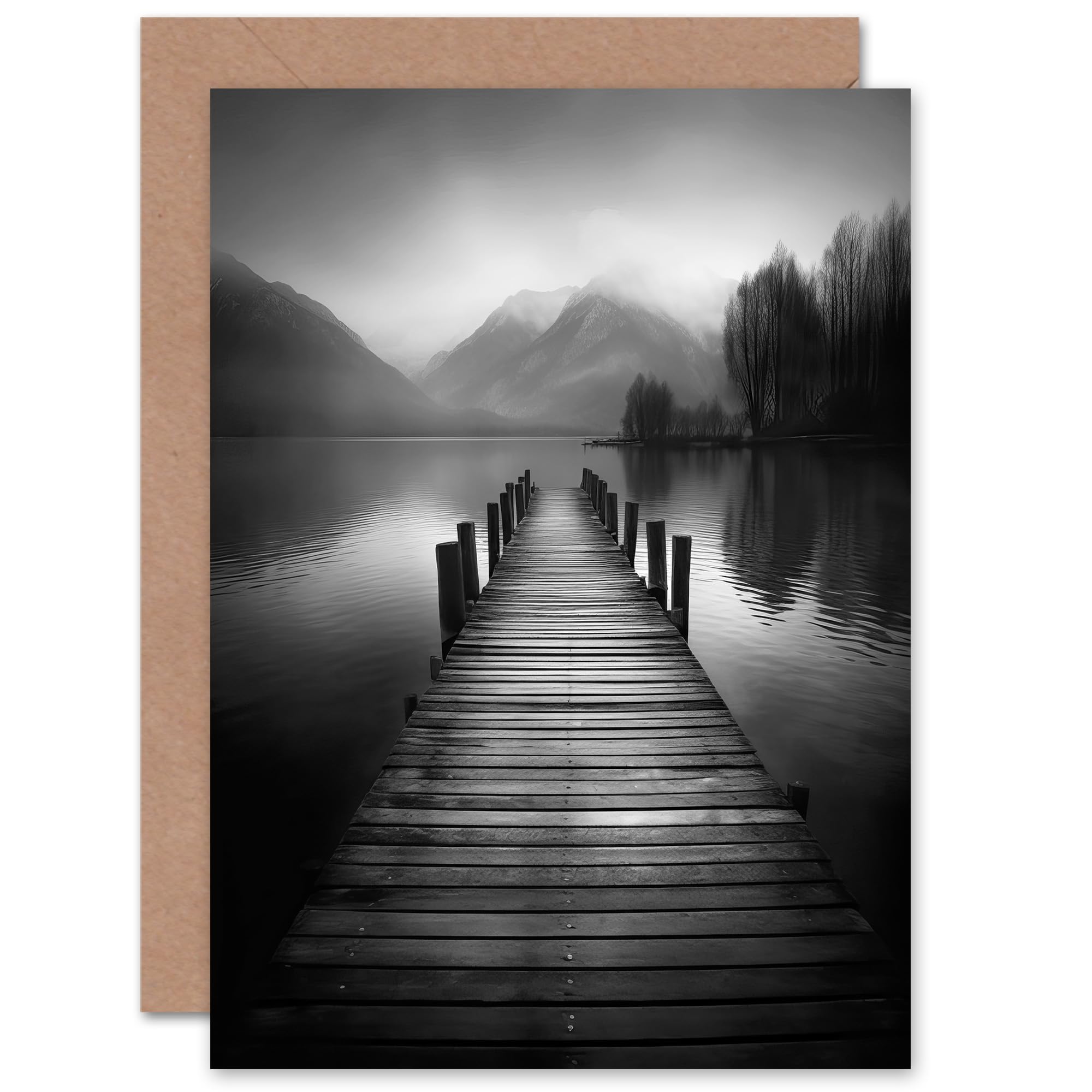 Artery8 The Jetty on the Lakeside for Him or Her Man Woman Birthday Thank You Get Well Soon Blank Art Greeting Card