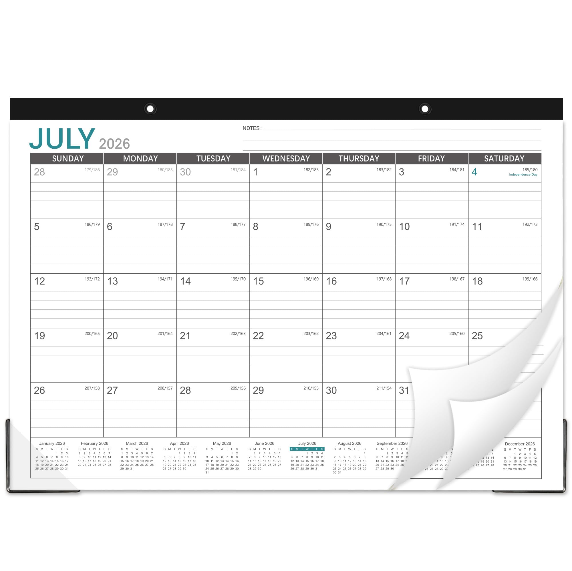 2026-2027 Desk Calendar - Desk Calendar 2026-2027, 17"x12" Desktop Calendar, Jul. 2026 - Dec. 2027, Corner Protectors, Large Ruled Blocks-image-16