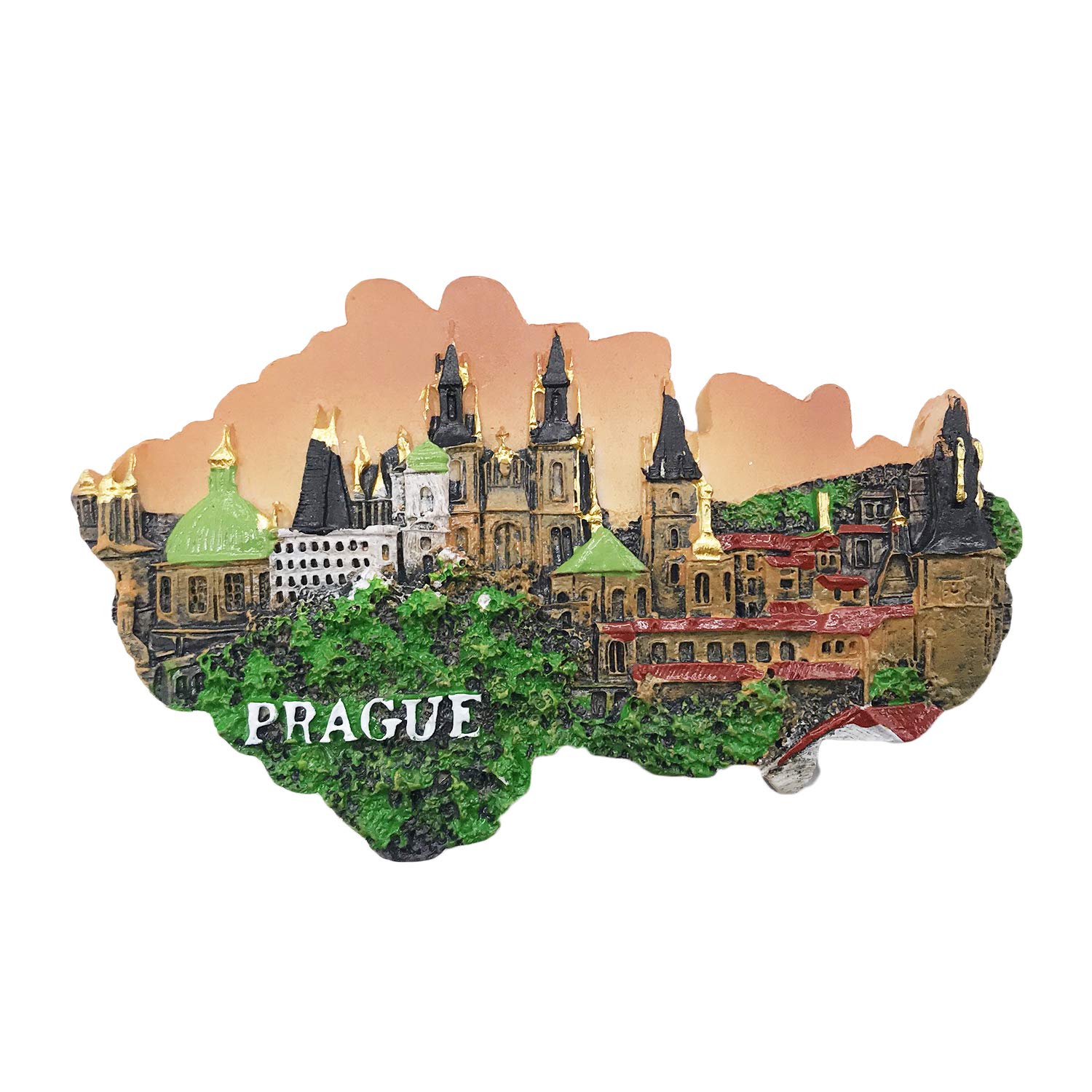 Wedarego Prague Czech 3D Map Refrigerator Magnet Tourist Travel Souvenirs Handmade Resin Craft Magnetic Stickers Home Kitchen Decoration Fridge Magnet Collection Gift