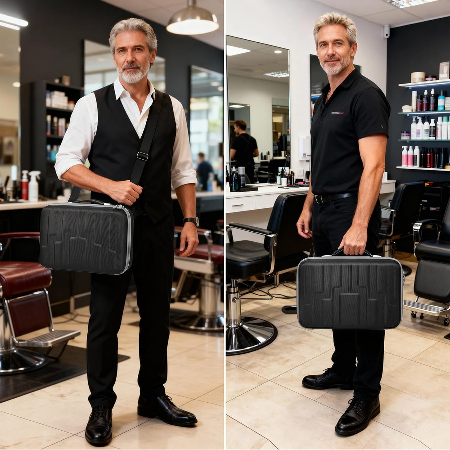 ANKHOH Barber Case for Ufree/for Wahl/for Andis/for Novah/for Solati Hair Clippers, Mens Beard Trimmer Universal Hair Tool Organizer, Barber Kit and Accessories Travel Bag (Box Only) (Black-gray)