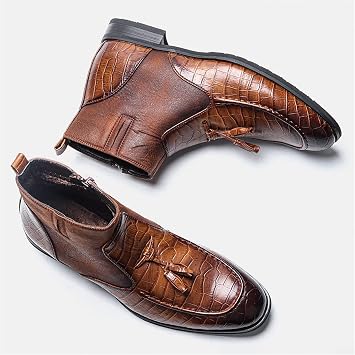 Mens Boots Men's leather boots comfortable ankle boots men's winter boots(46)