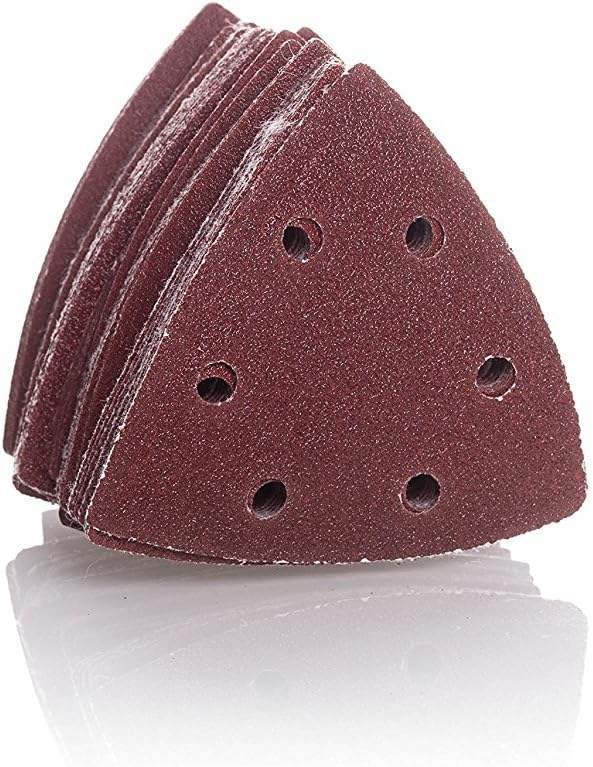 Sanding Triangles for Delta Sanders with Velcro Fastener [93 x 93 x 93 mm x 10 Pieces] - Grit 2 x 40/60/80/120/180 | Sandpaper Triangular Sanders
