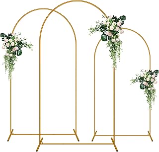 3 Pack Arch Backdrop Stand (7.2FT/6.6FT/6FT), Metal Backdrop Arch Stand, Decoration Balloon Arch Stand, Gold Wedding Arch Stand for Party Backdrop
