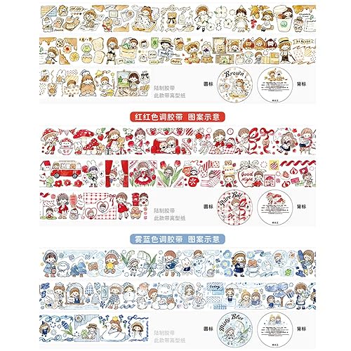 Miniatura 5 de 3 cintas adhesivas decorativas de dibujos animados Molinta Colorfull Washi Tape ideal para suministros de diario de viñetas, artes, álbumes de