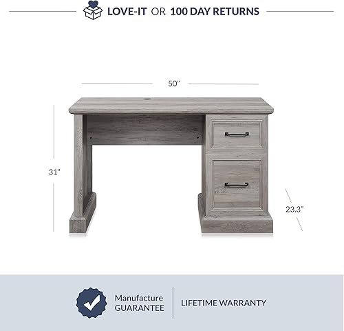 Miniatura 9 de BELLEZE Rhudi - Escritorio ejecutivo de 62pulgadas Marrón oscuro, Gris (Grey Wash), gris rústico, Roble rústico, Gris piedra