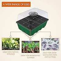 Vista 2 de Gardzen Juego de 10 propagadores de jardín, kits de bandejas de semillas negras con 120 celdas, bandejas de inicio de semillas con cúpula y base