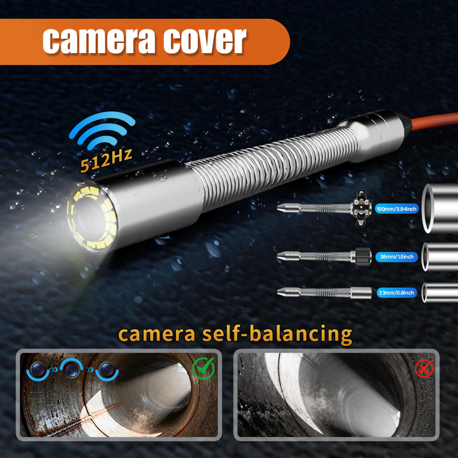 9-calowa Kamera Dvr Do Kanalizacji, Kamery Do Rur Kanalizacyjnych, Kamera Inspekcyjna Z Wężem Hydraulicznym Z 12 Diodami Led, Kamera Inspekcyjna (Size:50M/328FT)