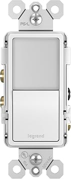 Legrand Radiant Combination Adjustable LED Night Light Rocker Switch, 3-Way Hallway Bedroom Night Light, 5 Light Levels, NTL873WCC6, 15 Amp, White