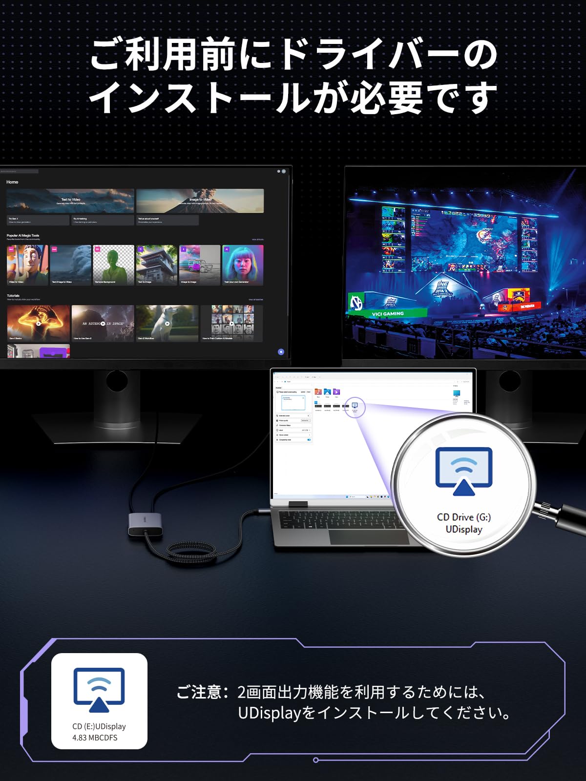 Amazon.co.jp: MacBook Pro/Air ハブ 2画面 USBC HDMI 分配器 macOSと