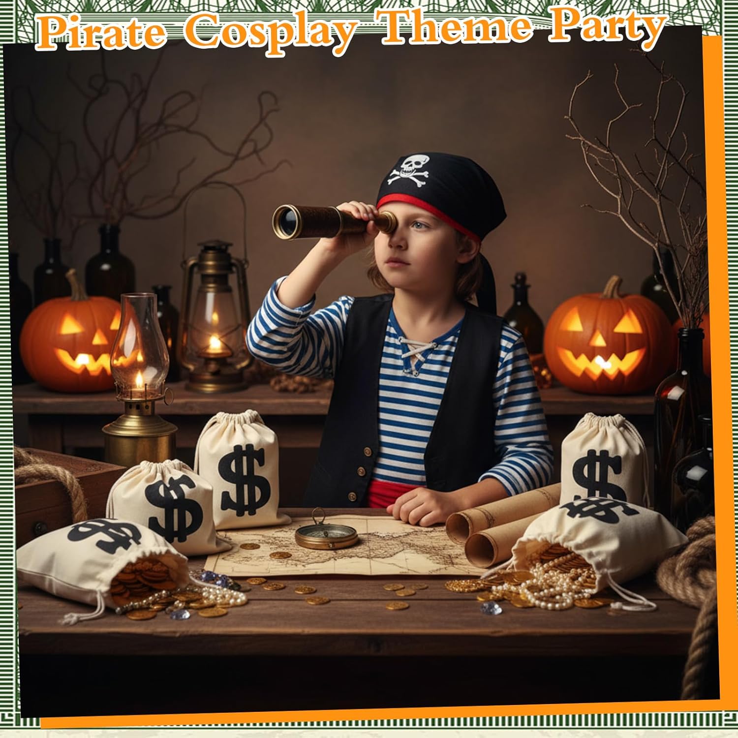 MAQUITA 20 Pcs Canvas Money Bag Pouch with Drawstring 9 x 6.3 Inches Carrying Sack Money Bag Prop with Dollar Sign for Birthday Halloween Cosplay Theme Party Supplies (Beige)