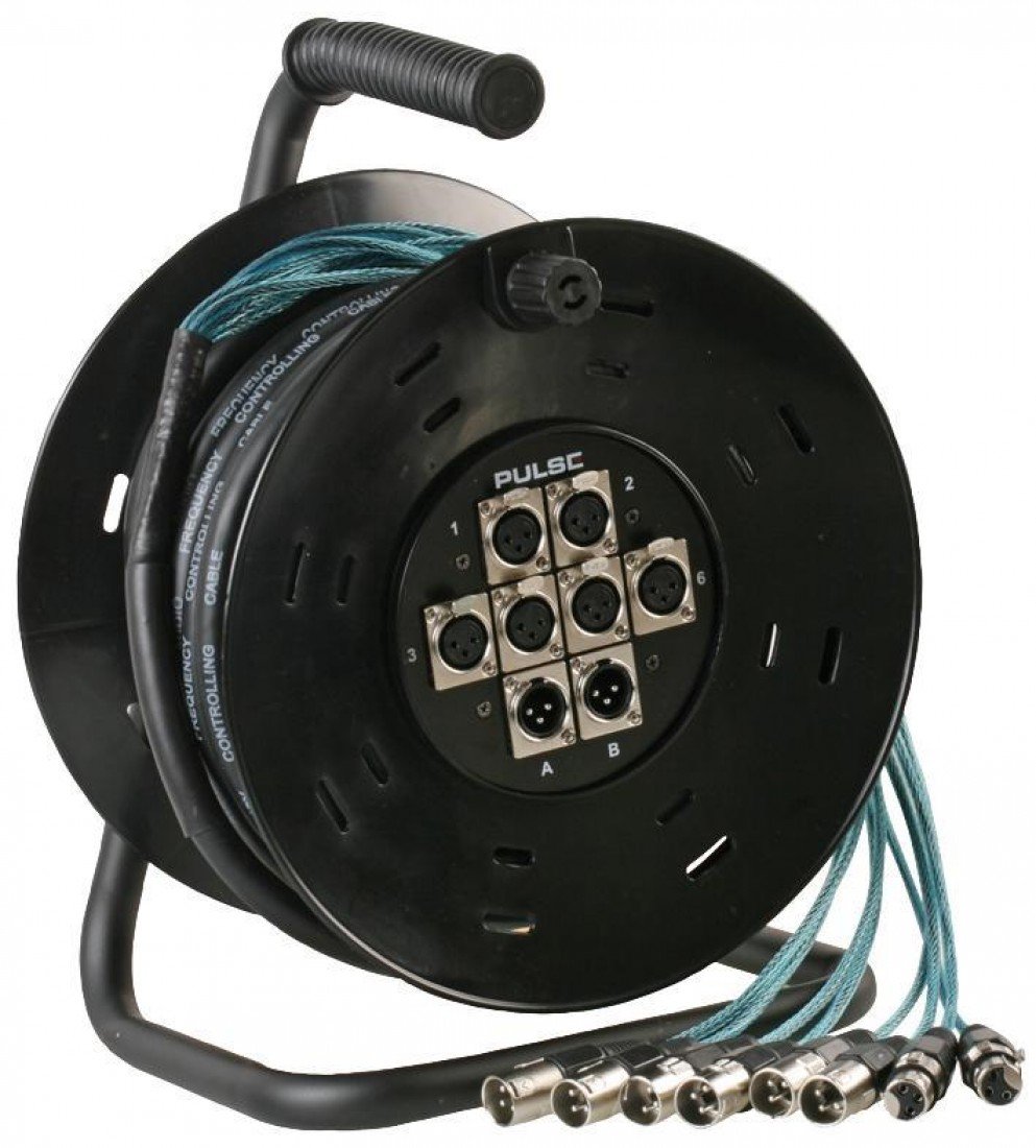 Pulse PLS00407 XLR Multicore, Trommel, 8 Wege, 6/2, 25 m