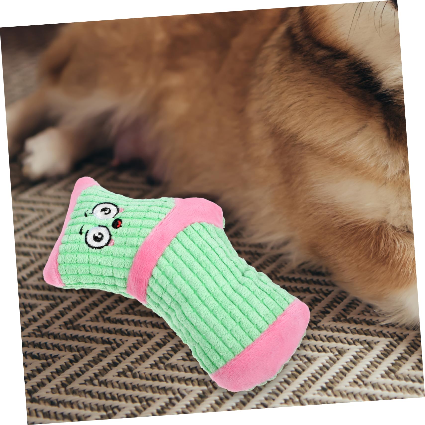Milisten Cartoon Dog Chew Toy Interactive Squeaky Plush Puppy Toy for Teeth Grinding and Play Soft Durable Material 6.30X2.56X1.77In Ideal for Small Dogs and Home Use - Image 2