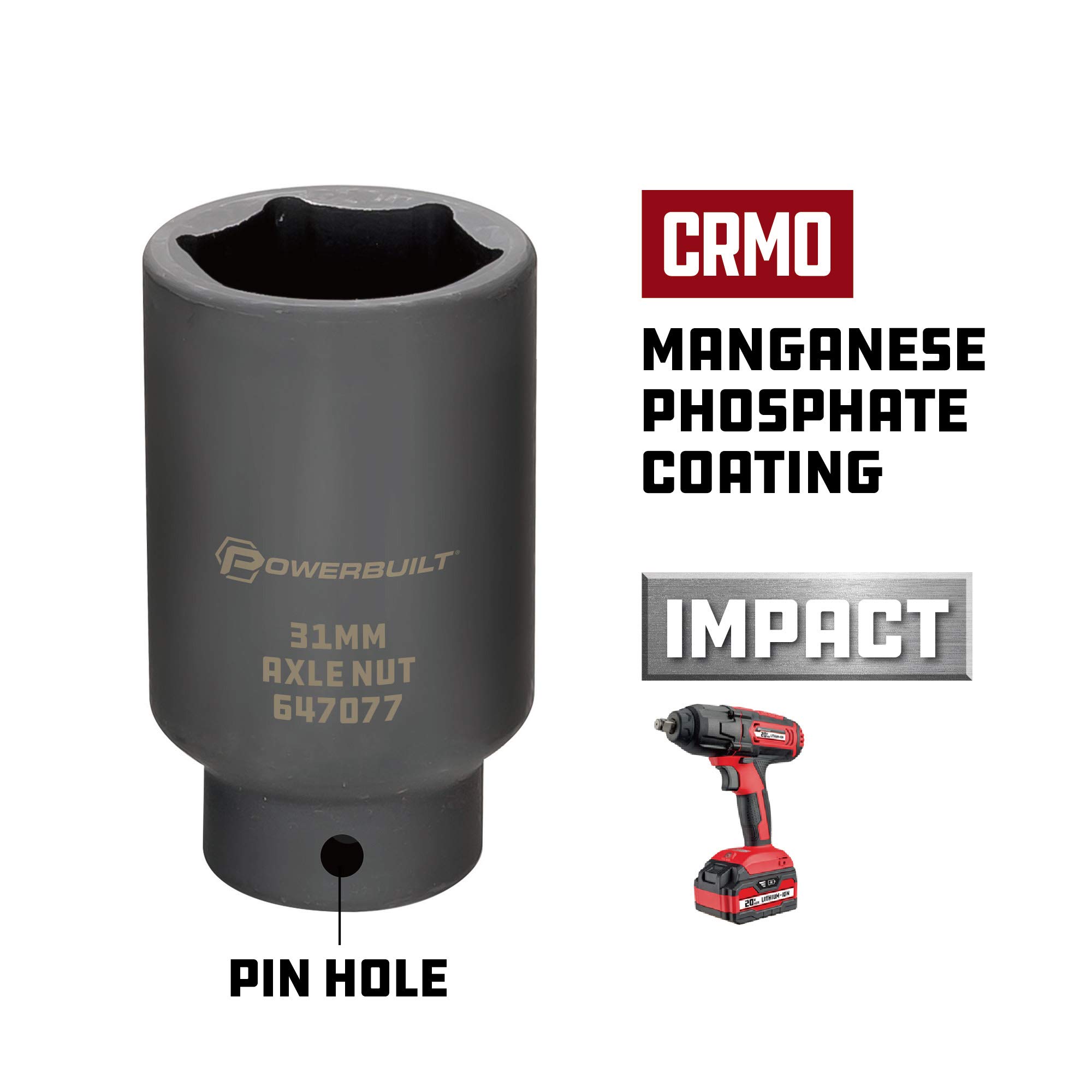 Amazon.com: Powerbuilt 31mm Axle Nut Socket, 1/2-Inch Drive, 6 