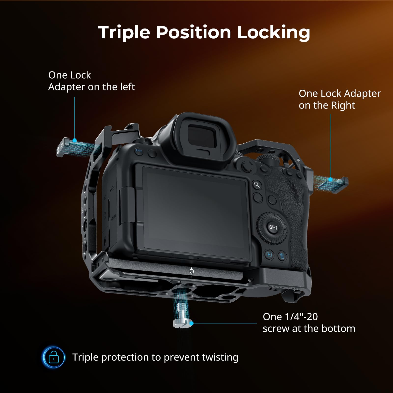 SMALLRIG R6 II Kit Cage per Fotocamera per Canon R6 Mark II, Gabbia Completa con Maniglia Superiore e Morsetto per cavi, Pattini Freddi Integrati e Guide NATO - 5197