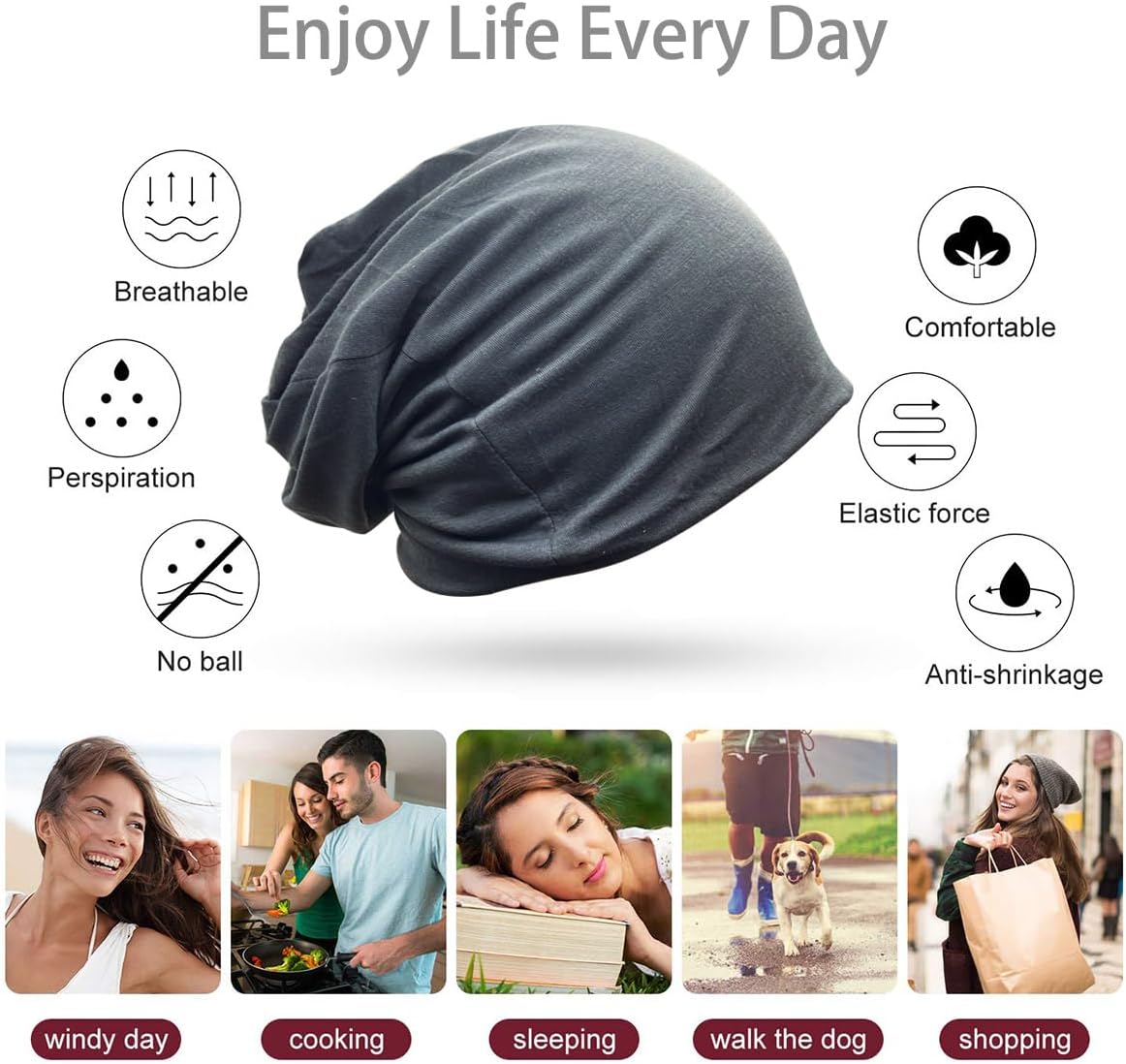 JarseHera Slouchy Beanie for Men Women Baggy Headwear Chemo Caps Cancer Hats - Image 7