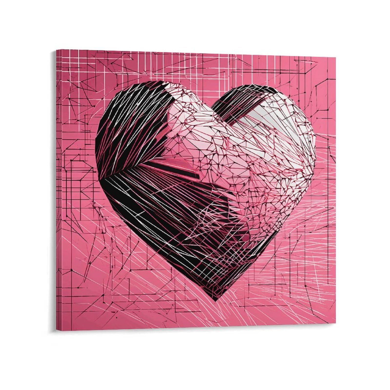 KLOPH Drawn Heart Shape Canvas Wall Art for Living Room 10x10inch Modern Artwork Painting for Bathroom Hanging Canvas Prints Aesthetic Wallart for Bedroom Kitchen Office Wall Decor