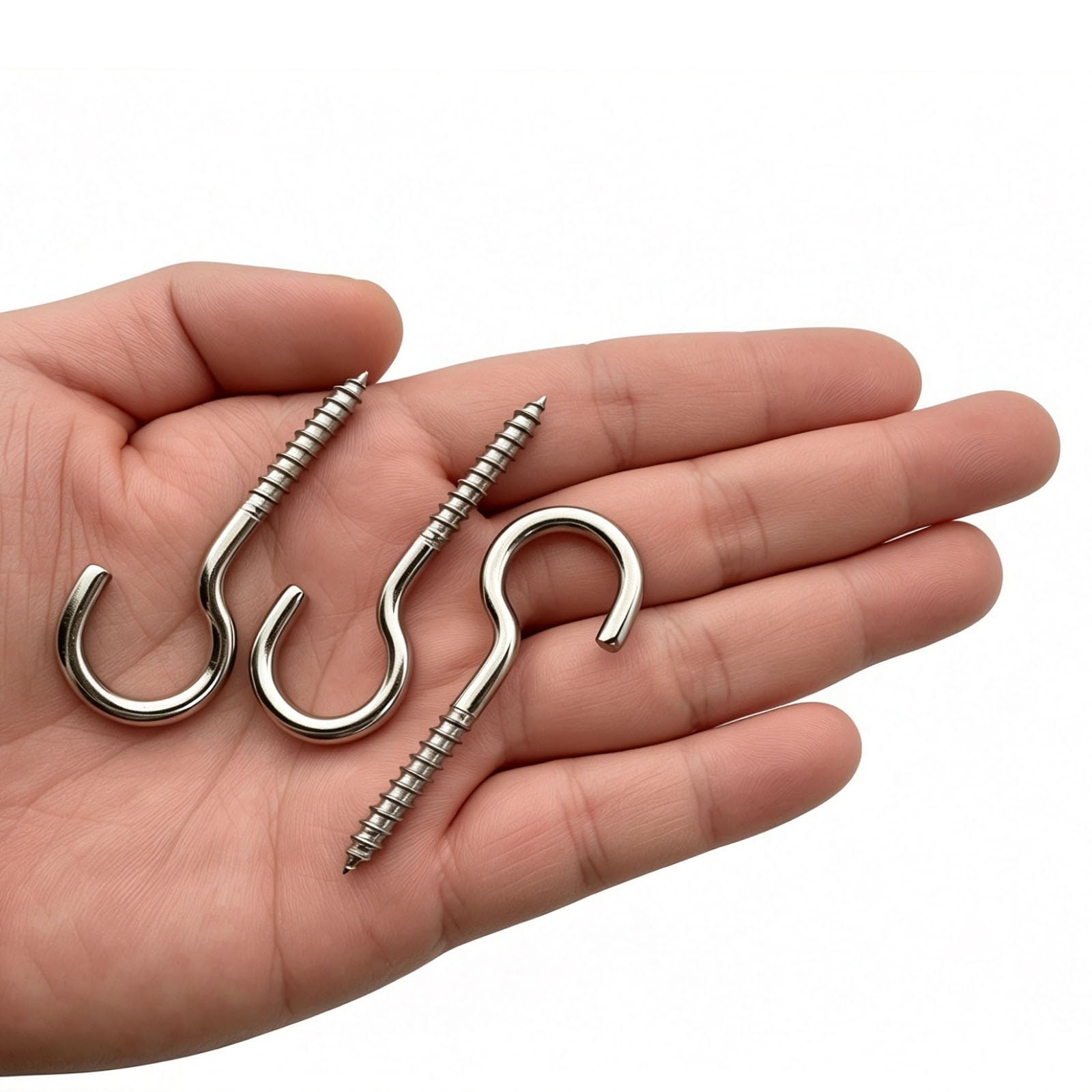 Stainless Steel Screw Hooks - 30 Pack -3 Stainless Steel Screw Hooks - 30 Pack -3
