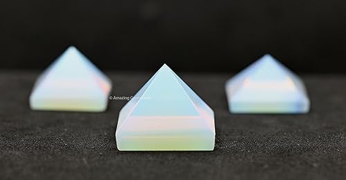 Miniatura 105 de Amazing Gemstone White Agate Snow Quartz Pyramid Crystal Healing Stones - 1" Great Pyramid Figurine of Natural Stone Pyramid for Meditation, Reiki