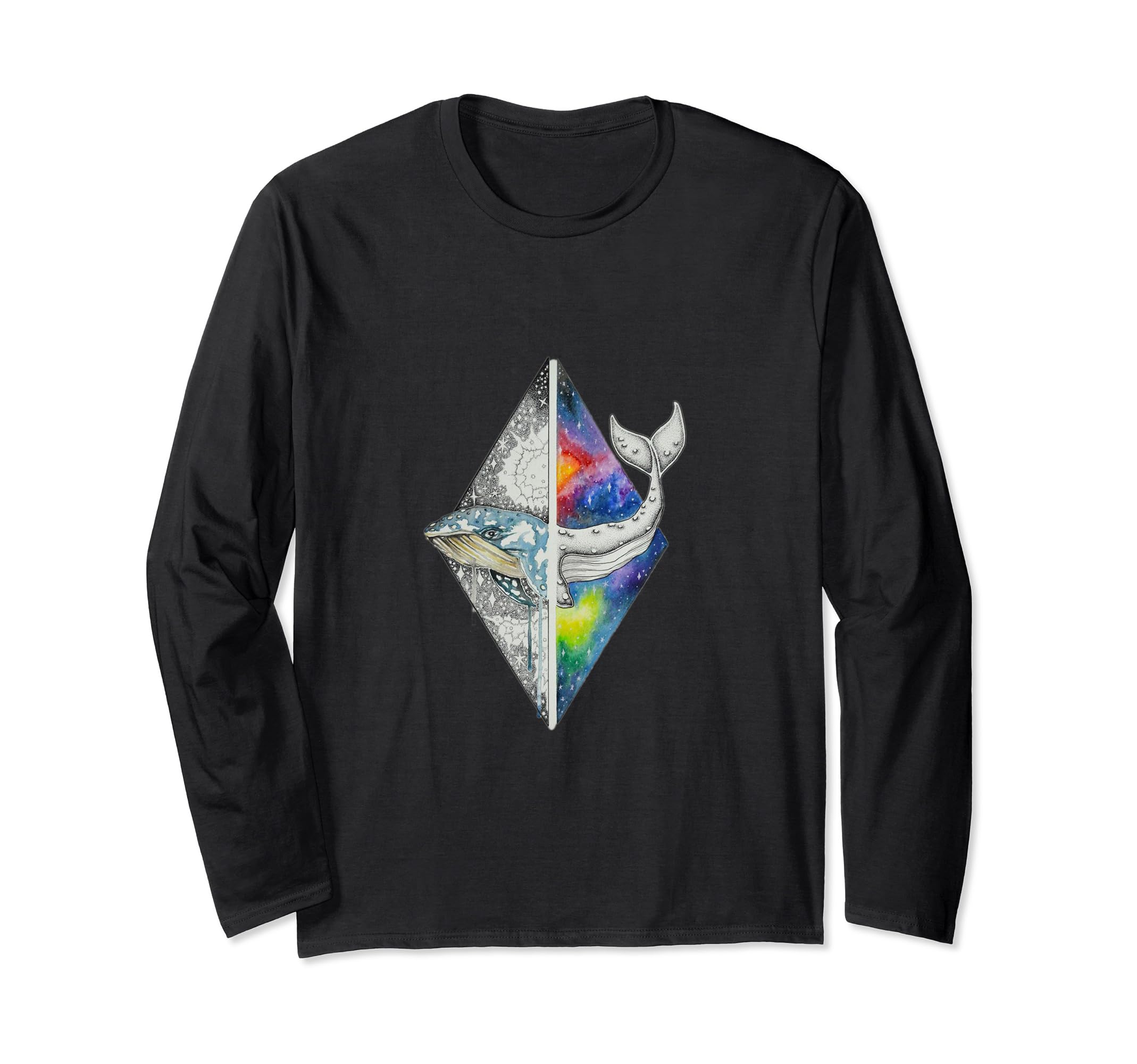 ethereum whaleGray and blue whale, Drawing Watercolor painting Tattoo, top Long Sleeve T-Shirt