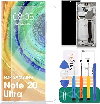 Incell for Samsung Note 20 Ultra 4g Screen Replacement for Samsung Galaxy Note 20 Ultra 5g LCD Screen Kits SM-N986U Digitizer Repair Touch Display Assembly with Frame White,Silver