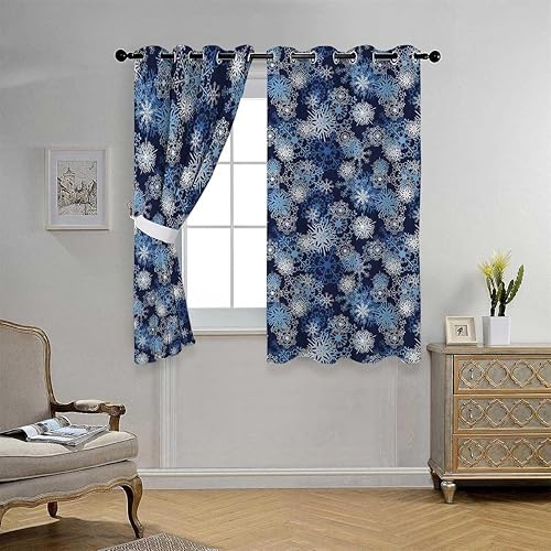 Miniatura 3 de Cortina Blackout para Habitacion Winter Grommet Short Cortinas para Closet Sin Puerta Blackout Fabric 63Inch Width by 80Inch Length,2 Panels