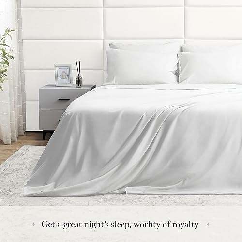 Miniatura 8 de Juego de sábanas de seda suave BELADOR - 6 piezas de sábanas blancas para cama tamaño Queen, sábanas con bolsillos profundos y ajuste seguro con