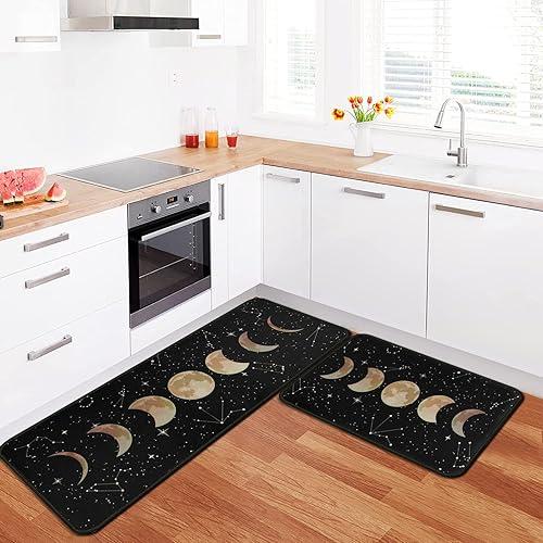 Miniatura 4 de CocoBelin Juego de 2 tapetes góticos para cocina, tapete de luna con parte trasera de goma, antideslizante, lavable, para fregadero de cocina,