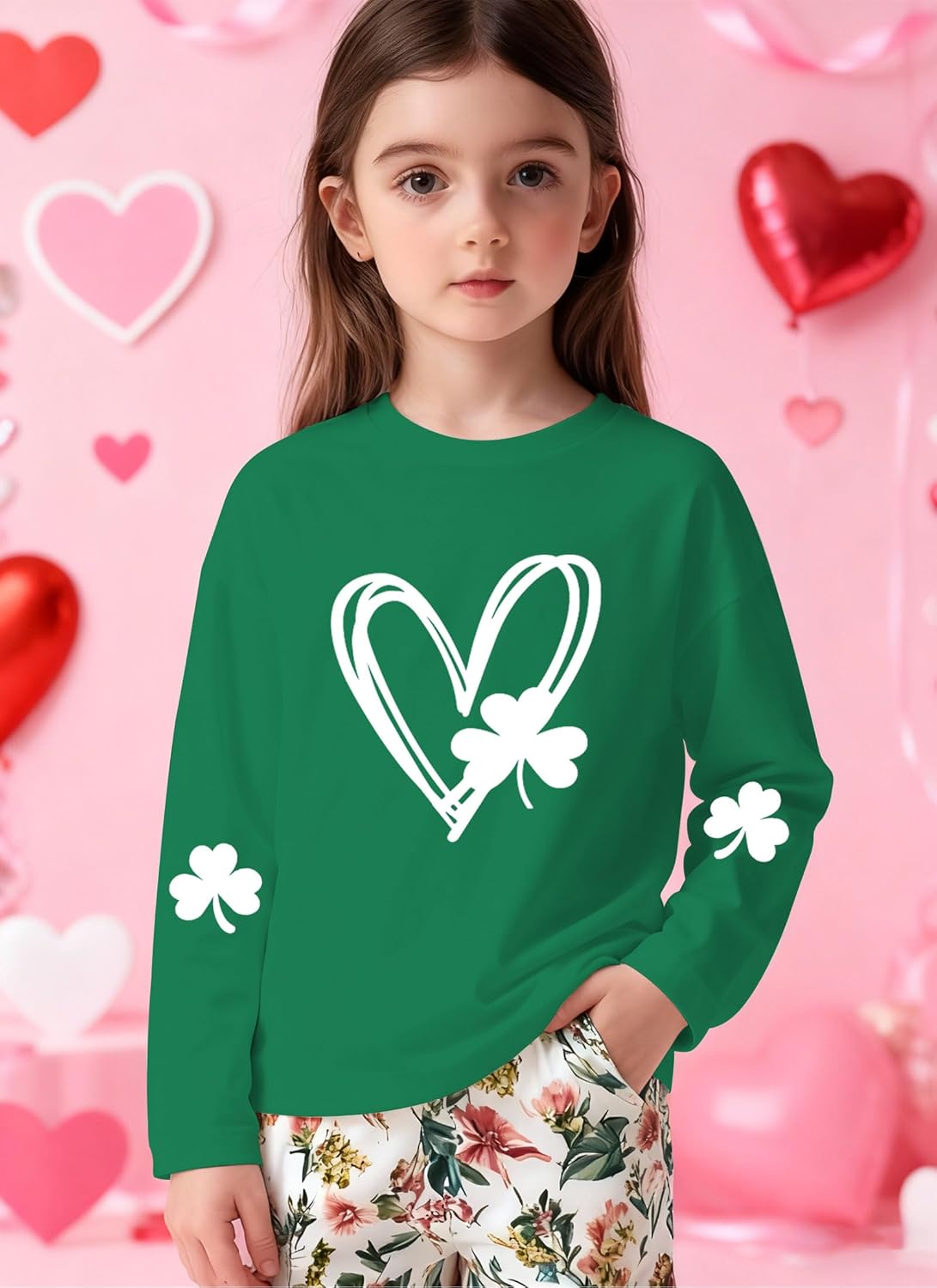 Kids St Patricks Day Shirt Boys Girls Toddler Cute Love Heart Long Sleeve Casual Tee Tops - Image 5