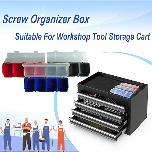 Miniatura 7 de 3 cajas organizadoras de tornillos con tapas, 4 compartimentos, cajas organizadoras de herramientas, caja de herramientas de plástico, contenedor