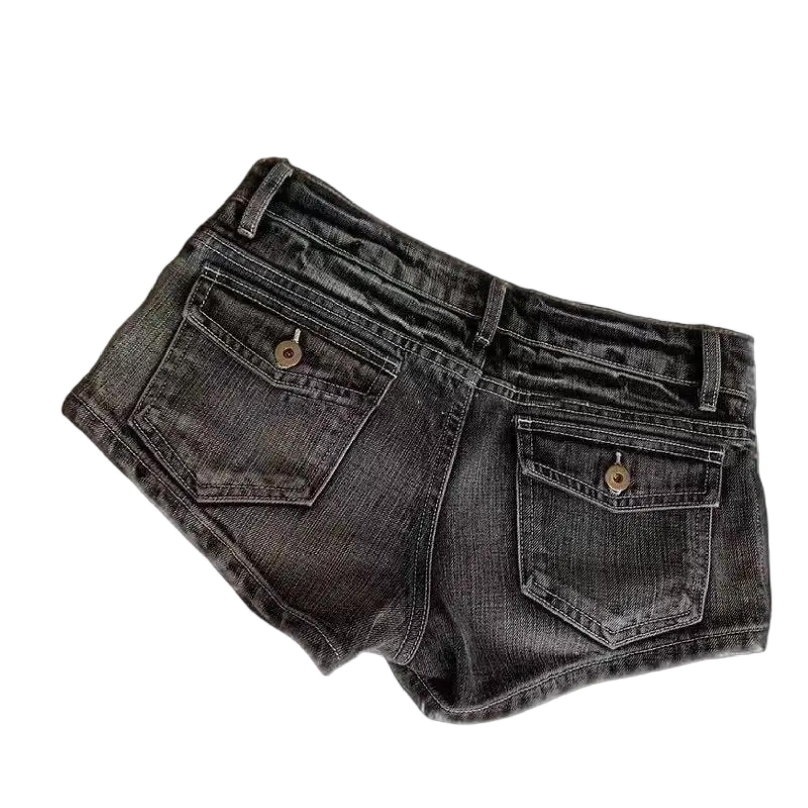 Jeans Shorts Damen Y2k Retro Harajuku Frauen Waschen Denim Tasche Punk Grau Heiße Mädchen Sexy Schlanke Vintage Niedrige Taille Shorts-s-m