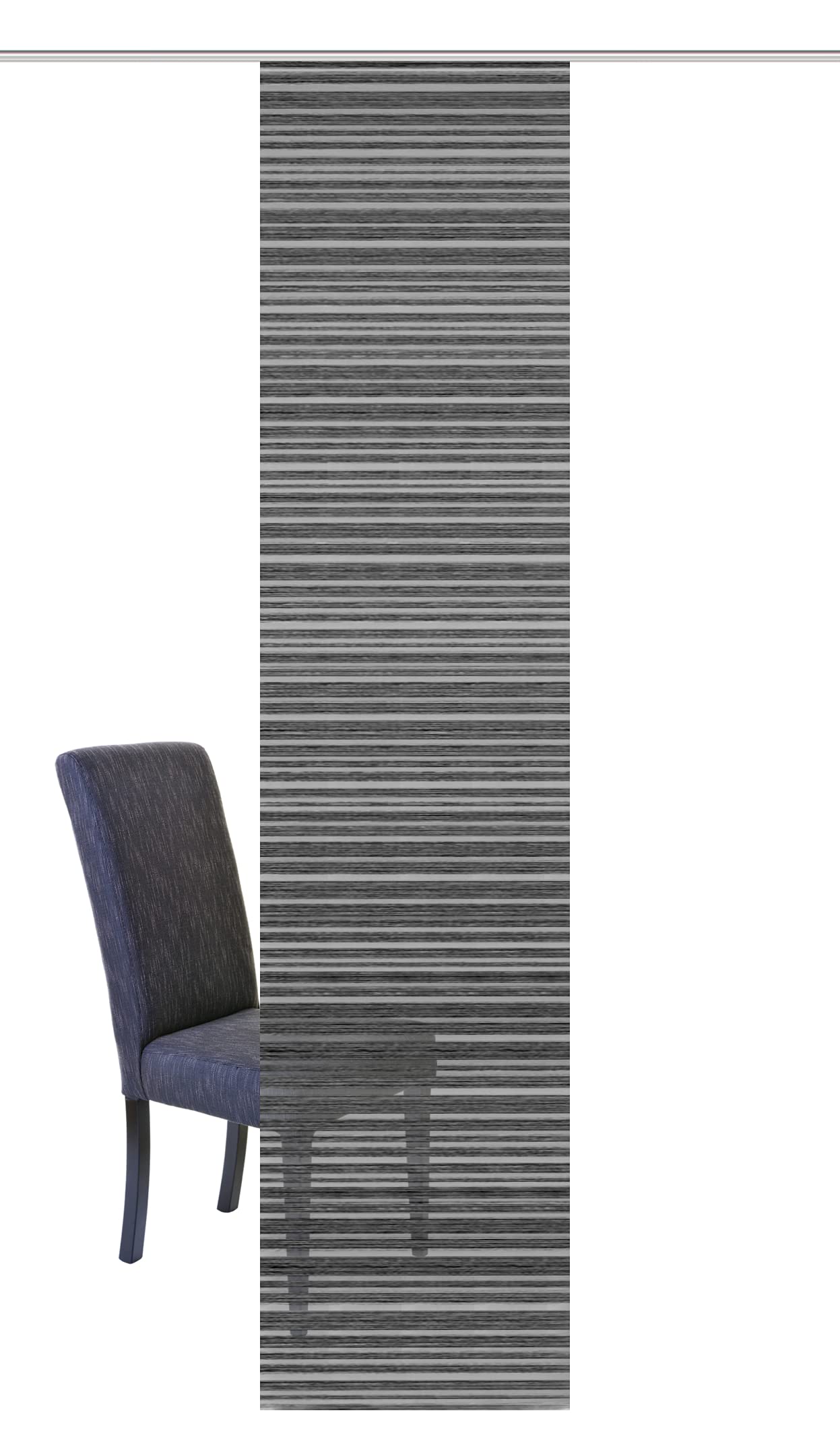 Home Fashion / Fertig-Schiebewand mit Querstreifen aus Bambus-Optik, Seiten lasergeschnitten, |FOLKE| 084957-8007 | GRÖSSE 245 X 60 cm/ANTHRAZIT