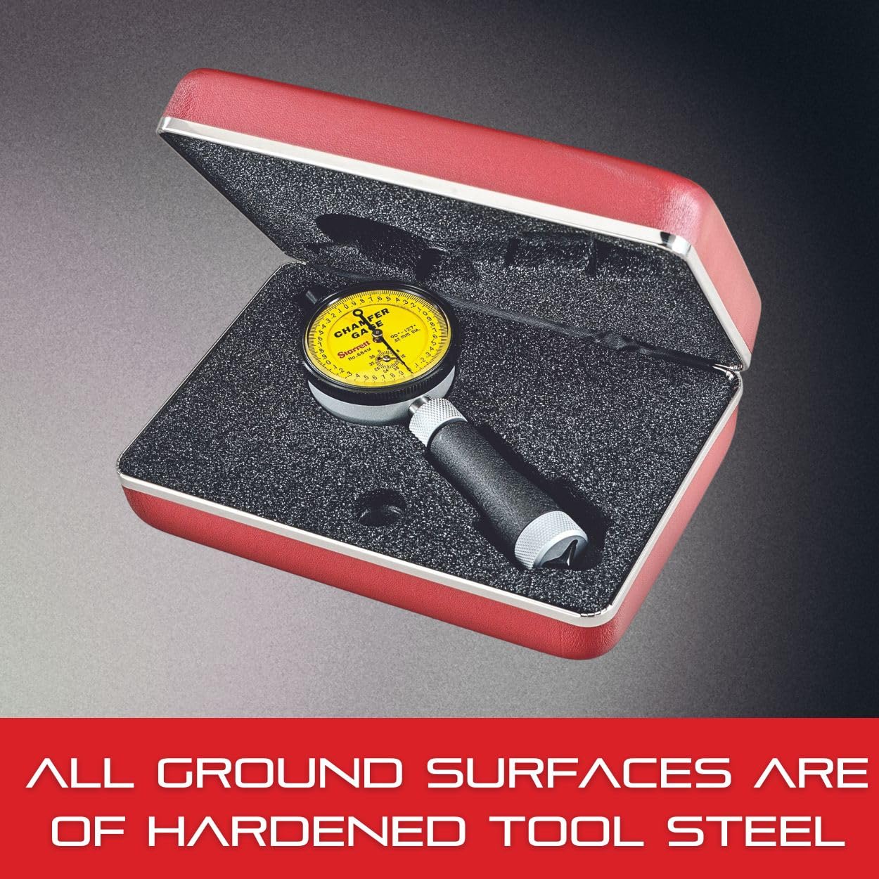 Starrett Internal Chamfer Gage, Metric Dial Indicator, 0-9.5mm Range | Millimeter Reading, 0-90 Degree Angle, Deluxe Padded Case Included, 684M-2Z
