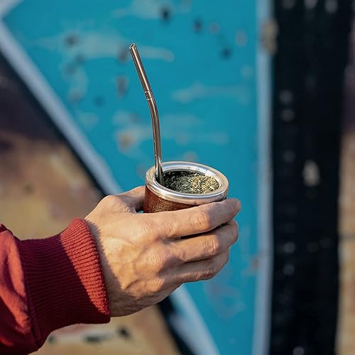 Miniatura 7 de Taza de yerba mate prémium (calabaza mate)  Taza de té de cerámica hecha a mano  Cuero marrón oscuro envuelto hecho a mano en Uruguay  Mini Mate