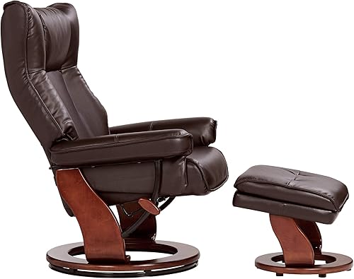 Miniatura 19 de Benchmaster Morgan Stucco - Sillón reclinable giratorio de piel sintética con silla otomana, sillón moderno, ergonómico, manual, reclinable, Estuco