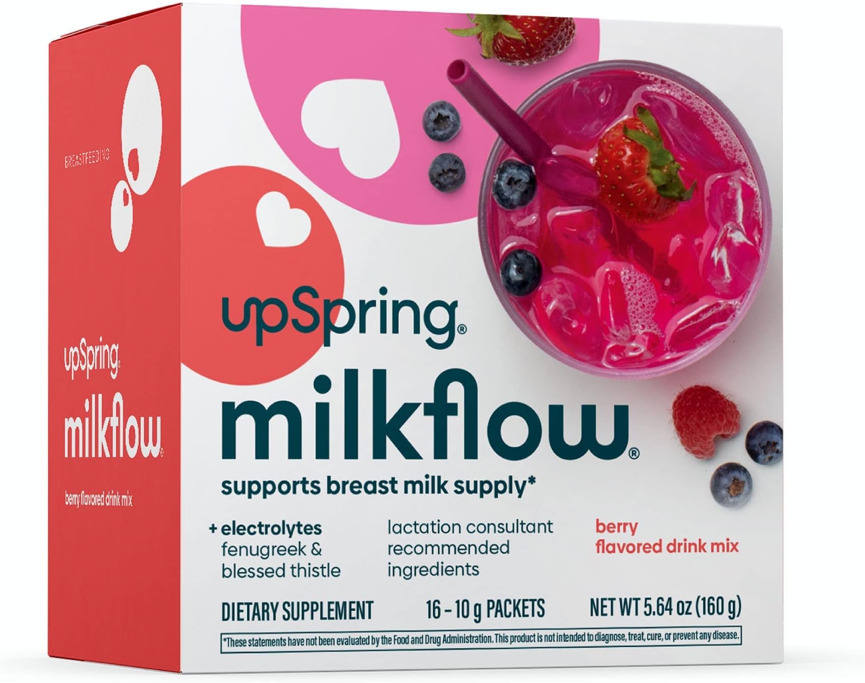 Upspring Baby Baby Milkflow Fenugreek and Blessed Thistle Powder Berry Drink Mix, Lactation Supplement - Ct 16