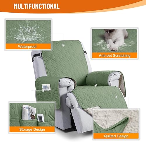 Miniatura 147 de VANSOFY Fundas 100% impermeables para sillas reclinables, antideslizantes, para sillas reclinables, protector de muebles, funda lavable con Negro