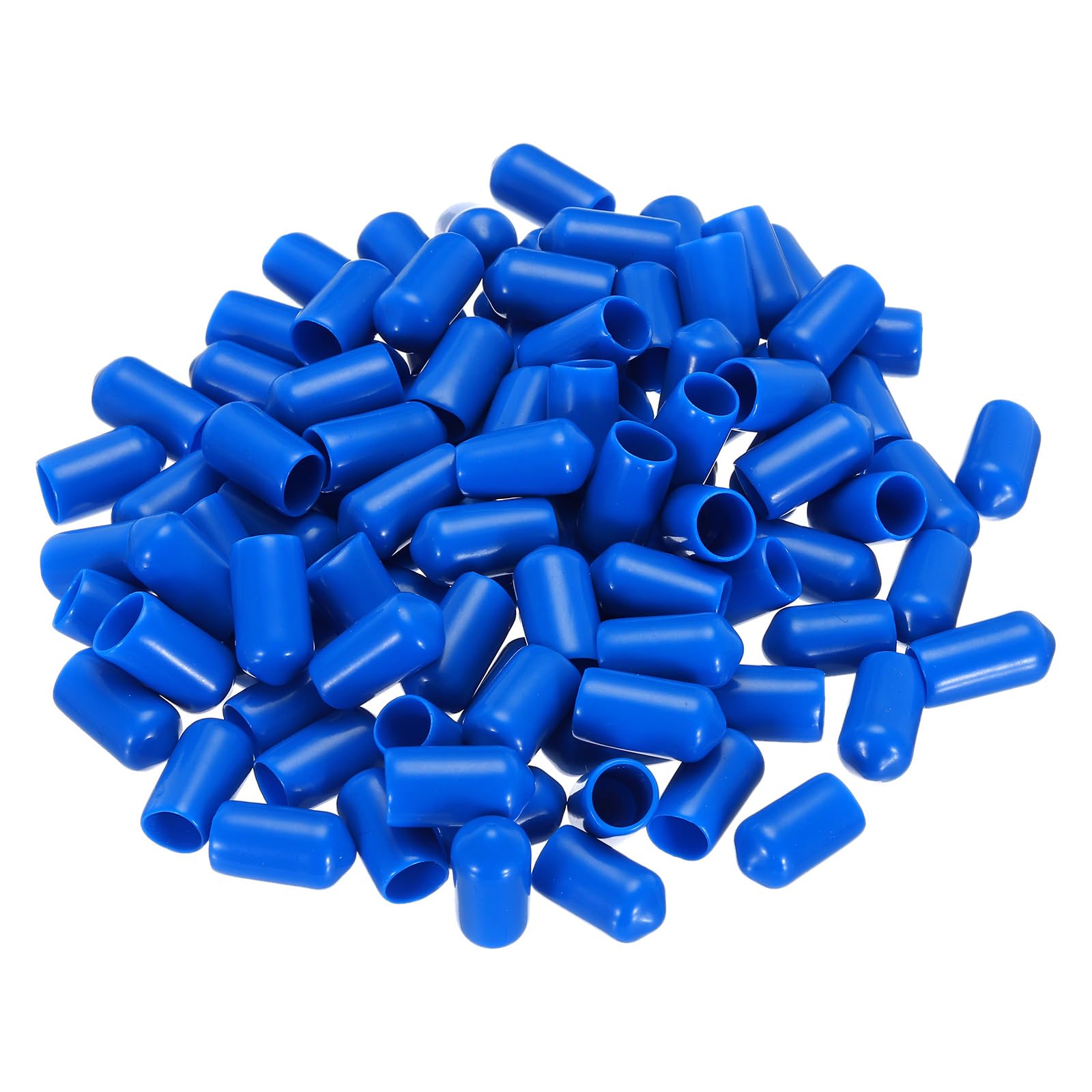 uxcell 100pcs Rubber End Caps 7.5mm ID Vinyl PVC Round Tube Bolt Cap Cover Screw Thread Protectors Blue